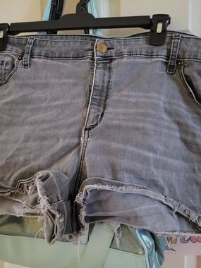 Universal Thread Gray Denim Jean Shorts with Frayed Hem